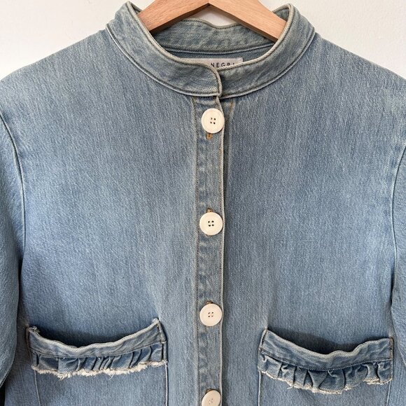 Women's SELVA NEGRA Size S Lucille Jacket, Sea Salt Pockets Ruffle $300 - Picture 3 of 16